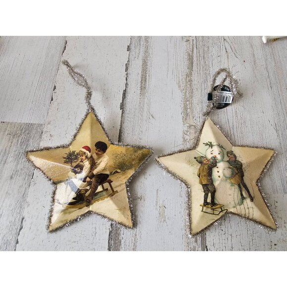 Sullivan's tinsel star Victorian Xmas decor vintage style kids sled double-faced - Picture 1 of 6